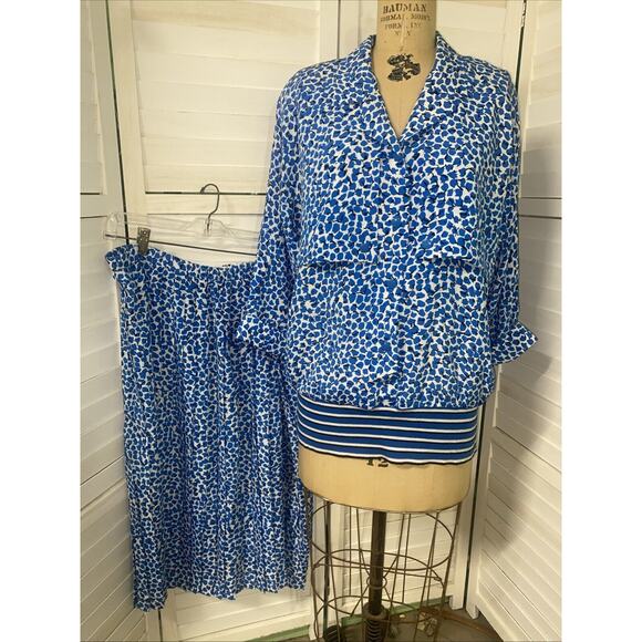 Liz Roberts Dresses & Skirts - Vintage 80s Liz Roberts Midi 2 Piece Dress Set Blouse Pleated Skirt Sz XL